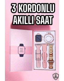 Akıllı Saat Amoled Ekran 3 Kordonlu Aksesuar Hediyeli Sesli Görüşme