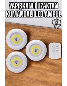 Mutfak Dolap Altı Işığı Uzaktan Kumandalı Yapışkanlı Kablosuz Pilli