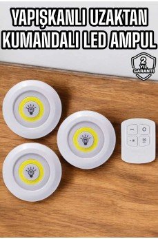 Mutfak Dolap Altı Işığı Uzaktan Kumandalı Yapışkanlı Kablosuz Pilli