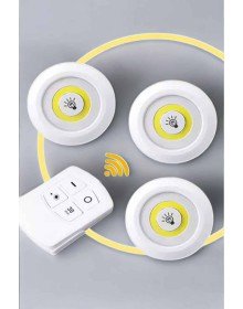 Led Lamba 3'lü Uzaktan Kumandalı Yapışkanlı Beyaz Işık