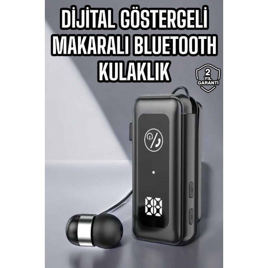 Kablolu Makaralı Bluetooth Kulaklık Uzun Pil Ömrü Dijital Göstergeli