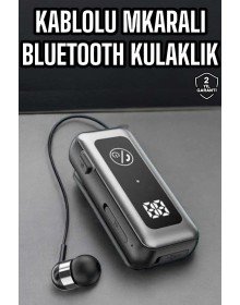 Kablolu Bluetooth Kulaklık Kulak İçi Stereo Mikrofonlu Dijital Göstergeli