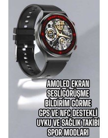 Bluetooth Bağlantılı Akıllı Saat Tüm Telefonlara Uyumlu Değiştirilebilir Kordon