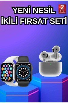 3.Nesil TWS Bluetooth Kulaklık ve Dokunmatik Ekran Akıllı Saat Sesli Görüşme