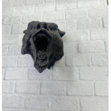 Dekoratif Siyah Ayı Duvar Heykeli Asılabilir Hediyelik 25x19 cm