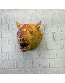 Altın Kaplama Görünümlü Kurt Duvar Süsü