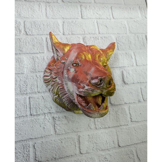 Gold Kurt Duvar Aksesuarı Asılabilir 3D Dekoratif Heykel 25x19 cm