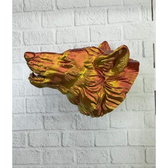 Gold Kurt Duvar Aksesuarı Asılabilir 3D Dekoratif Heykel 25x19 cm