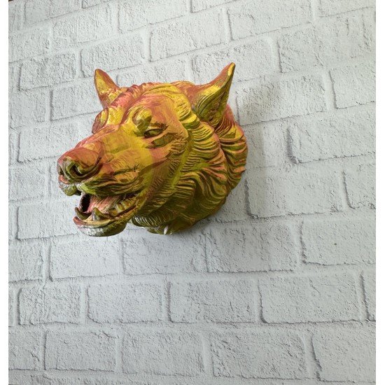 Gold Kurt Duvar Aksesuarı Asılabilir 3D Dekoratif Heykel 25x19 cm