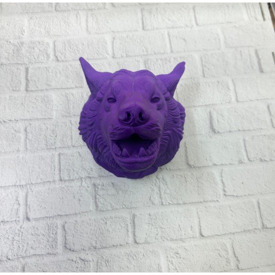 Dekoratif Mor Kurt Duvar Heykeli Asılabilir Hediyelik 25x19 cm