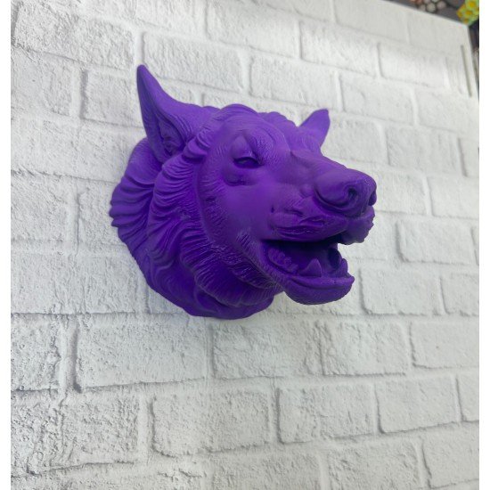 Dekoratif Mor Kurt Duvar Heykeli Asılabilir Hediyelik 25x19 cm