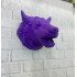 Mor Renk 3D Kurt Başı Duvar Dekoru Asılabilir Maskot Heykel 25x19 cm