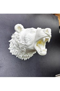 Beyaz Renk 3D Ayı Başı Duvar Dekoru