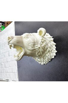 Beyaz Renk 3D Ayı Başı Duvar Dekoru