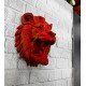 Dekoratif Asılabilir Aslan Başı 3D Duvar Heykeli Gold Red 20x21 cm