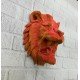 Dekoratif Asılabilir Aslan Başı 3D Duvar Heykeli Gold Red 20x21 cm