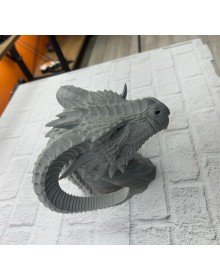 3D Ejderha Başı Heykeli Koleksiyonluk Dekoratif Figür 22x17 cm