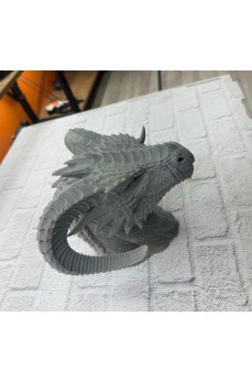 3D Ejderha Başı Heykeli Koleksiyonluk Dekoratif Figür 22x17 cm