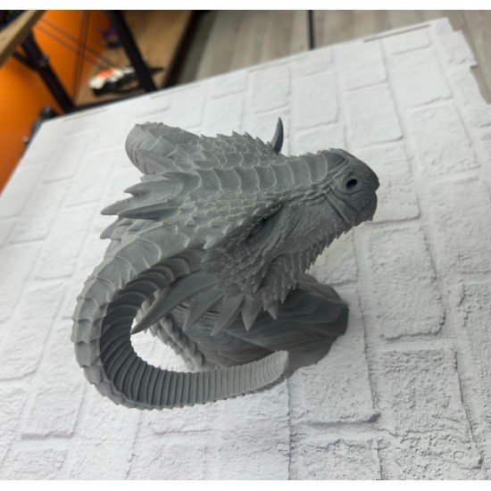 3D Ejderha Başı Heykeli Koleksiyonluk Dekoratif Figür 22x17 cm