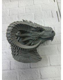 3D Ejderha Başı Heykeli Koleksiyonluk Dekoratif Figür 22x17 cm