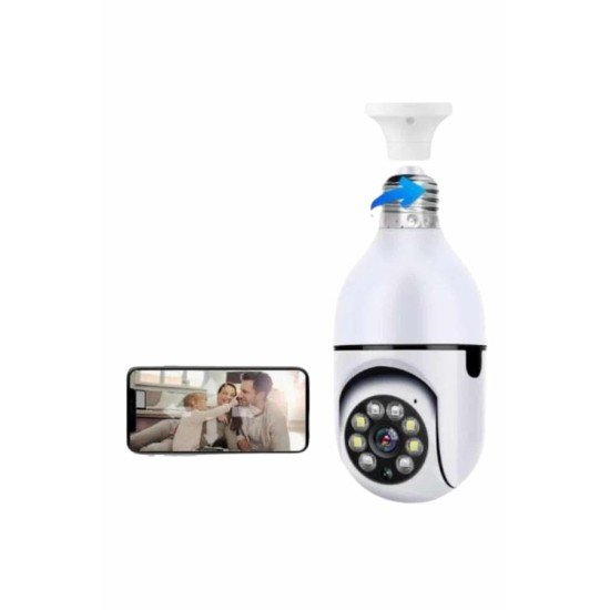 Wifi Güvenlik Kamerası Çift kameralı Ampule Takılabilir Sensörlü Wifi Güvenlik Kamerası Çift kameralı Ampule Takılabilir Sensörlü