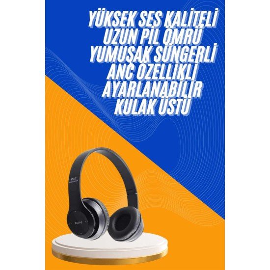 Wireless 5.0 Bluetooth Kablosuz Kulaklık ANC Özellikli Kulak Üstü Ayarlanabilir