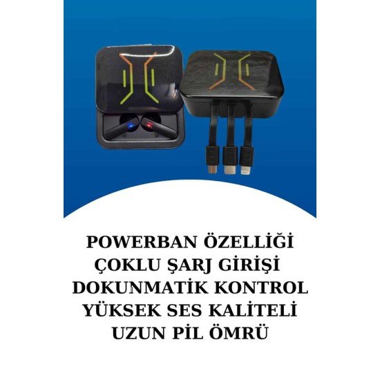 Wireless Şarjlı Akıllı Saat ve Dijital Göstergeli Kablosuz Bluetooth Kulaklık Nabız Ölçer