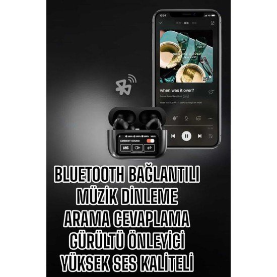Yeni Nesil Bluetooth Kulaklık Ekranlı Yüksek Ses Kaliteli Uzun Şarj Süreli