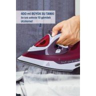 Yeni Nesil Kırmızı Buharlı Ütü 2200 Watt Seramik Tabanlı Yüksek Buhar Gücü