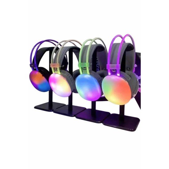 Yeni Nesil Kulak Üstü Kablosuz Uzun Ömürlü RGB Işıklı Bluetooth Kulaklık