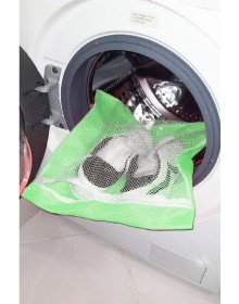 Yeşil - Fermuarlı - Hassas Çamaşır Terlik  Ayakkabı Yıkama Filesi Büyük Boy