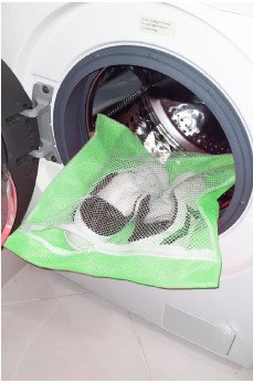 Yeşil - Fermuarlı - Hassas Çamaşır Terlik  Ayakkabı Yıkama Filesi Büyük Boy