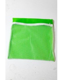 Yeşil - Fermuarlı - Hassas Çamaşır Terlik  Ayakkabı Yıkama Filesi Büyük Boy