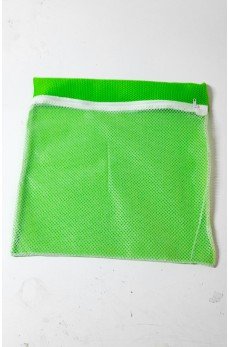 Yeşil - Fermuarlı - Hassas Çamaşır Terlik  Ayakkabı Yıkama Filesi Büyük Boy