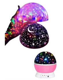 Yıldızlı Gece Lambası Mor Projeksiyon Görünümlü Masa Lambası Renk Değiştirebilen