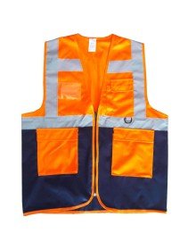 Yönetici İkaz Yeleği Turuncu/Lacivert L Beden