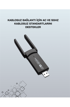 Yüksek Hızlı 1200 Mbps Çift Bant USB WiFi Adaptör – Güçlü Sinyal, Geniş Uyumluluk
