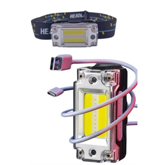 Yüksek Işıklı Şarjlı ve Sensörlü LED Kafa Lambası Kamp Lambası