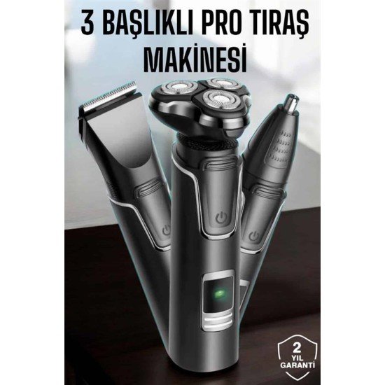 Yüksek Performanslı 3 Başlıklı Profesyonel Tıraş Makinesi