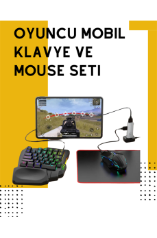 Yüksek Performanslı Mobil Oyun Aksesuarı – 5 Parçalı Klavye Mouse Dönüştürücü Set