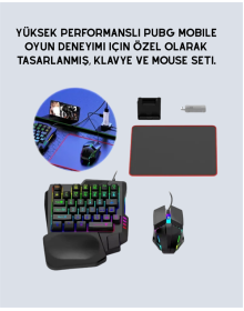 Yüksek Performanslı Mobil Oyun Aksesuarı – 5 Parçalı Klavye Mouse Dönüştürücü Set