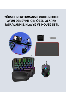 Yüksek Performanslı Mobil Oyun Aksesuarı – 5 Parçalı Klavye Mouse Dönüştürücü Set