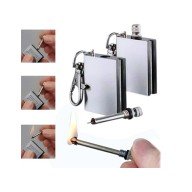 Benzinli Kibrit Çakmak Magnezyum Çubuklu Anahtarlıklı Benzinli Metal Kibrit Gümüş
