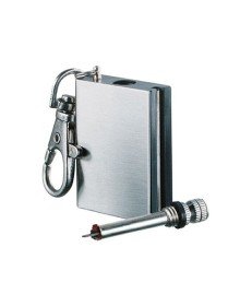 Benzinli Kibrit Çakmak Magnezyum Çubuklu Anahtarlıklı Benzinli Metal Kibrit Gümüş