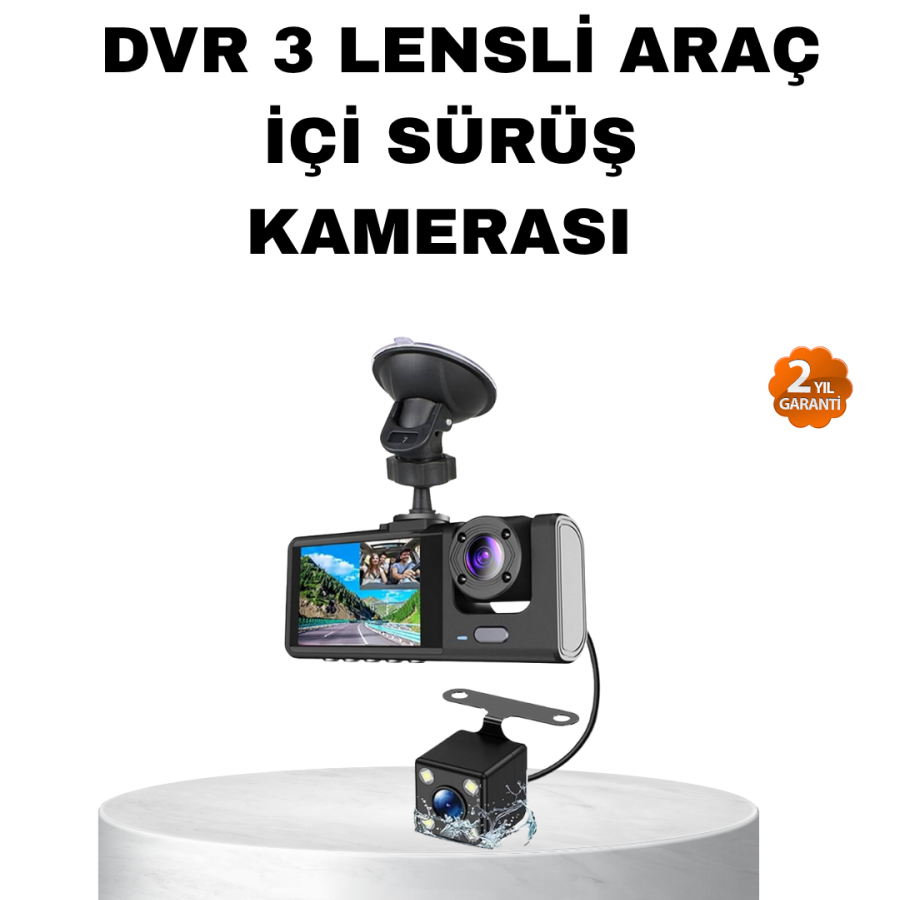 Three Camera In-Car Recording System with Full HD Night Vision and G-Sensor Support