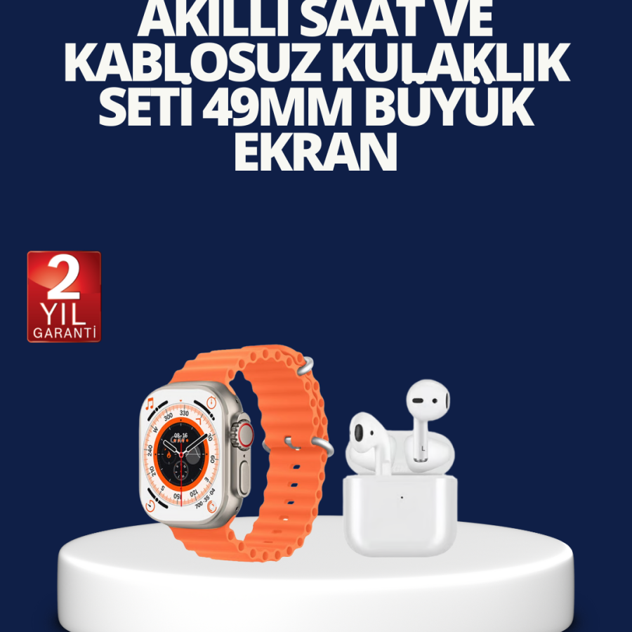 Watch 9 Max Smart Watch and Wireless Headset Set with 2 Cords and Voice Call Feature