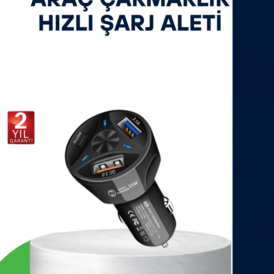 55W Fast Car Charger Quick Charge 3.0 and PD Supported 55W Fast Car Charger Quick Charge 3.0 and PD Supported