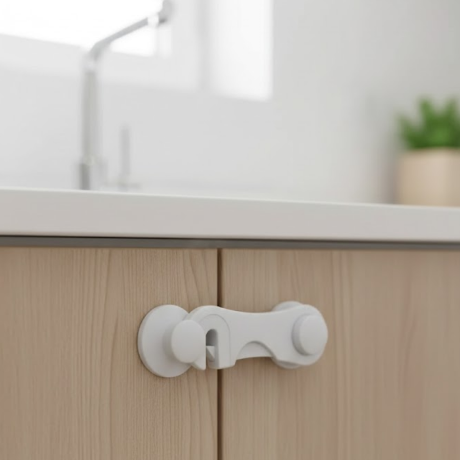 4 Pieces Baby Safety Cabinet Lock Easy-Assembly Safety Set with Double-Sided Tape
