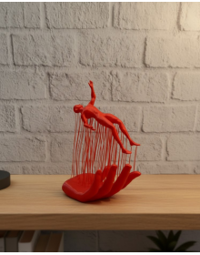 3D Hand Formed Human Figure Red Abstract Design Decorative Figurine 12x18 cm