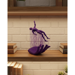 3D Hand Formed Human Figure Purple Original Art Figurine 12x18 cm